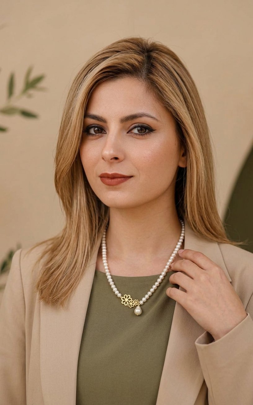 گردنبند طرح سه گل و مروارید