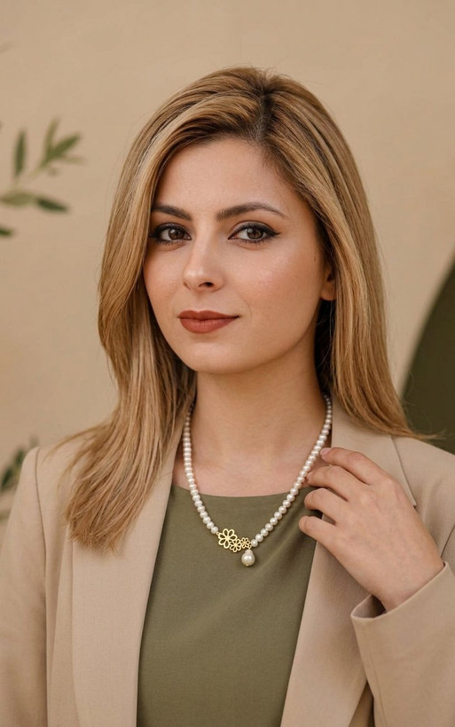 گردنبند طرح سه گل و مروارید