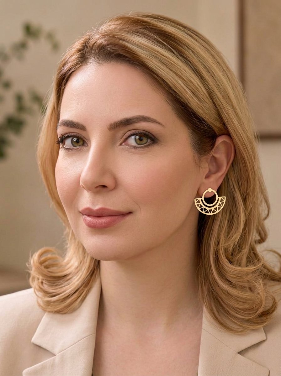گوشواره میخی اسلیمی دایره و نیم دایره