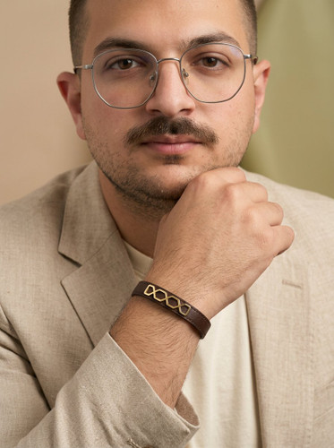 دستبند مردانه چرم چند ضلعی
