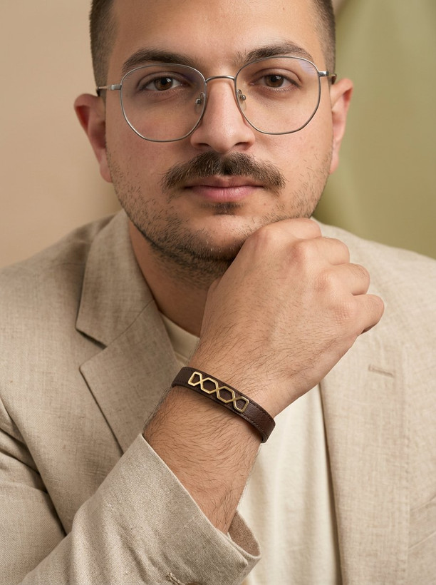دستبند مردانه چرم چند ضلعی