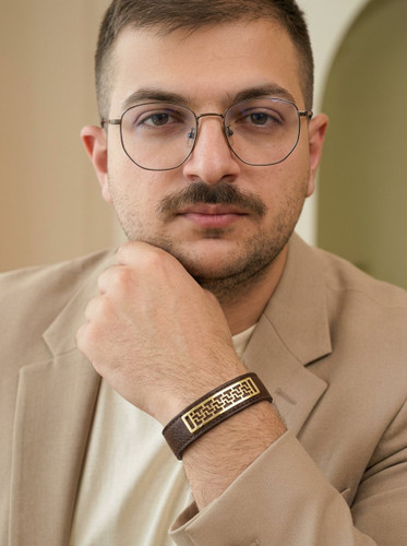 دستبند چرم مردانه طرح یونانی